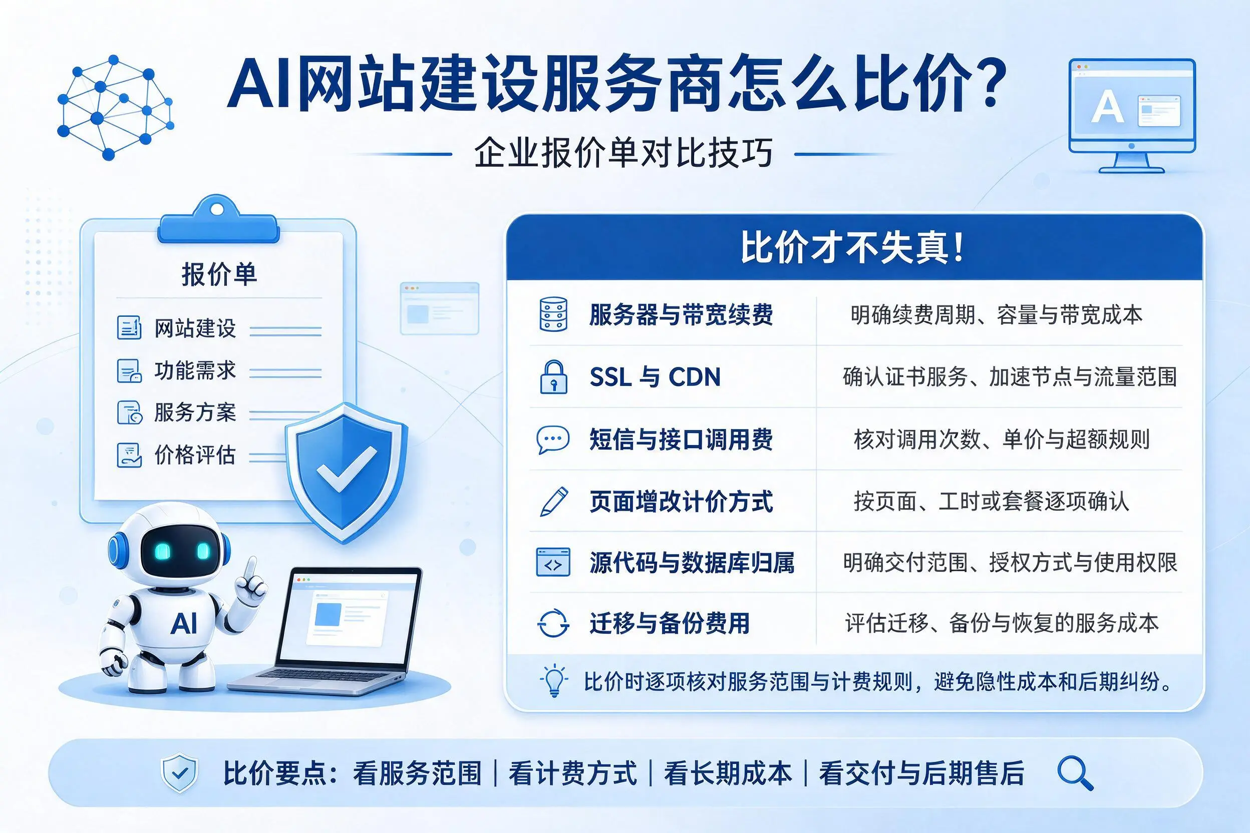 AI网站建设服务商怎么比价?克拉玛依企业报价单对比技巧