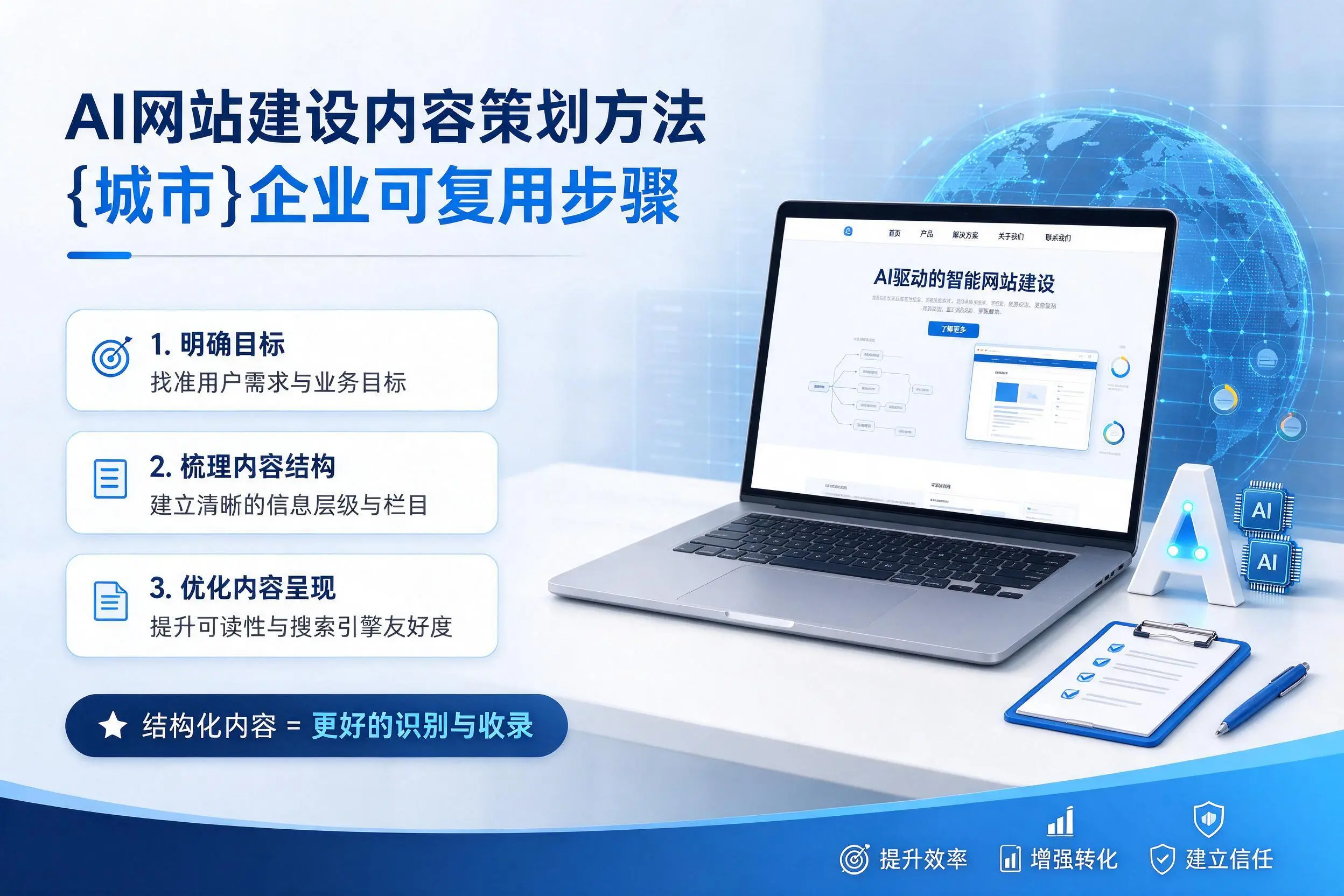 AI网站建设内容策划方法,克拉玛依企业可复用步骤